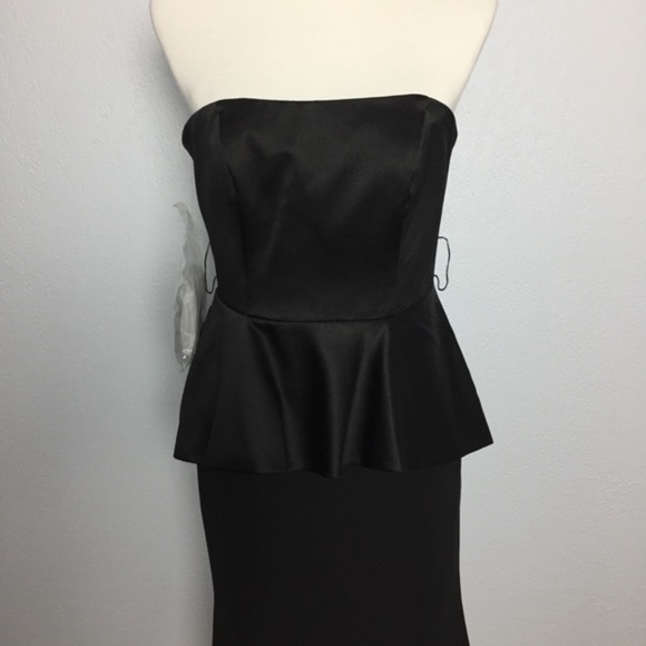 White by Vera Wang Satin & Matte Crepe Peplum Dress with Satin Sash - Picture 4 of 8